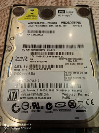 Жесткий диск WD 2.5 250 Gb Ногинск - изображение 1