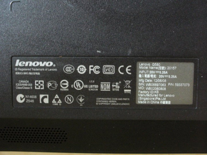 Ноутбук LENOVO G580 mod. 20157, 15,6”, отл сост Сороки - изображение 3