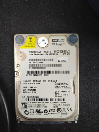 Жесткий диск для ноутбука Western Digital 250 гб Москва - изображение 1