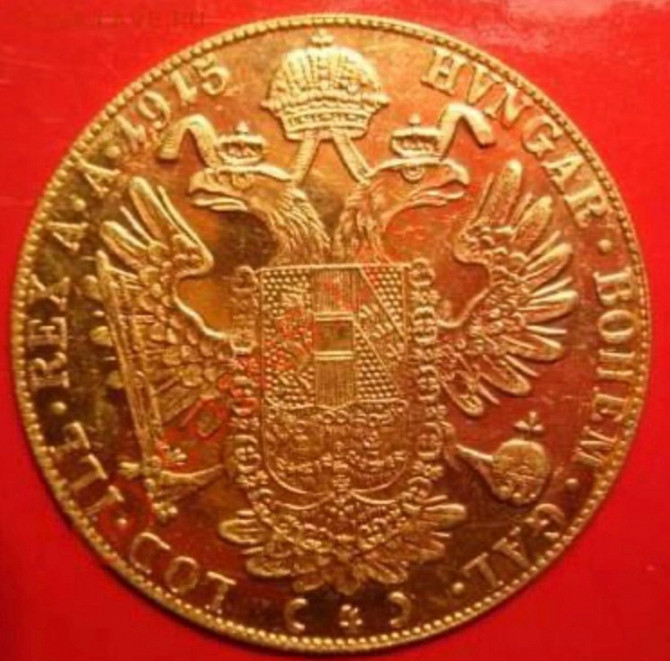 Золотая Монета Фрэнка Ииосиф 4 дуката 1915 год 999п 14 грамм Астана - изображение 2
